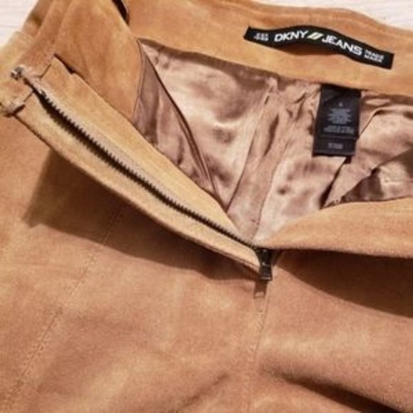 DKNY SUEDE JEANS TAN HEAVY WEIGHT PANTS SZ 4 - Picture 4 of 4